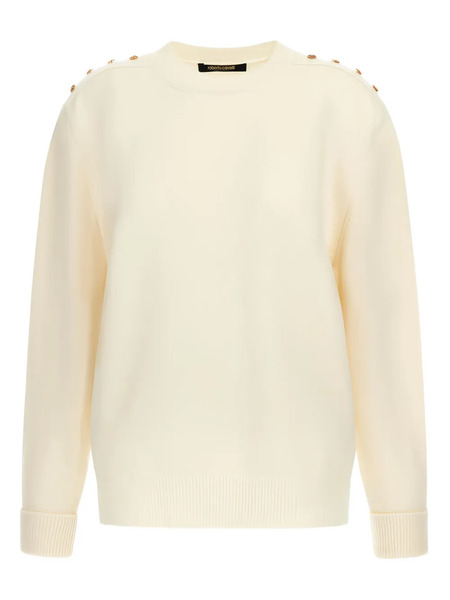  Roberto Cavalli Button-embellished Wool Sweater - Neutrals 