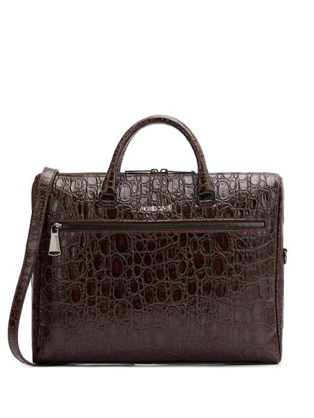  Roberto Cavalli Crocodile-effect Briefcase - Brown 
