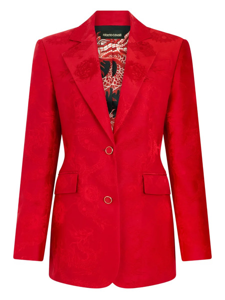 Roberto Cavalli Dragon-pattern Button-fastening Blazer - Red 