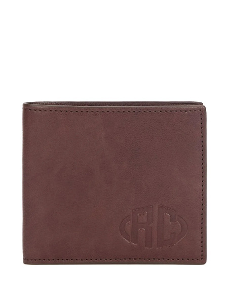  Roberto Cavalli Embossed Monogram Leather Wallet - Brown 