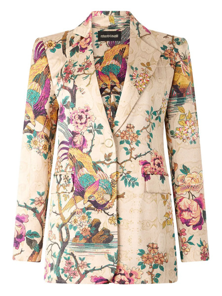  Roberto Cavalli Floral-print Jacket - Neutrals 