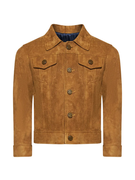  Roberto Cavalli Junior Buttoned Suede Jacket - Brown 