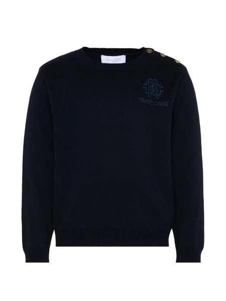  Roberto Cavalli Junior Embroidery Buttoned Sweatshirt - Blue 