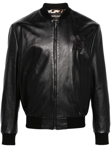  Roberto Cavalli Leather Bomber Jacket - Black 