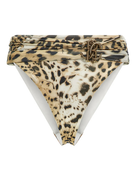  Roberto Cavalli Leopard-print Belted Bikini Bottom - Brown 