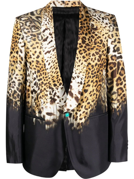  Roberto Cavalli Leopard-print Silk Blazer - Neutrals 