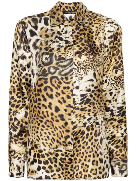  Roberto Cavalli Leopard-print Silk Shirt - Neutrals 