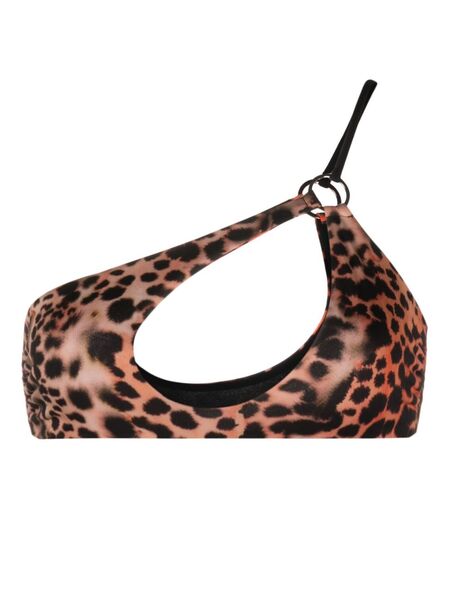  Roberto Cavalli Leopard-print Single-shoulder Bikini Top - Orange 