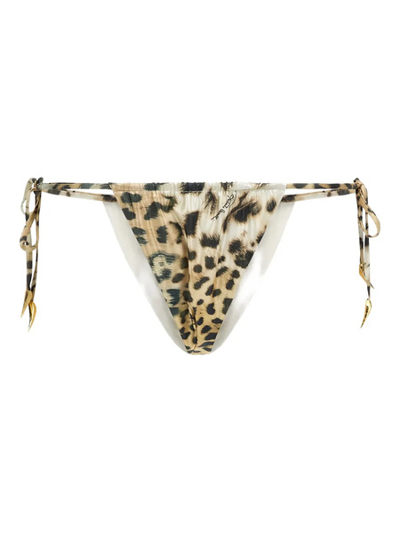  Roberto Cavalli Leopard-print Tie-side Biquini Button - Neutrals 