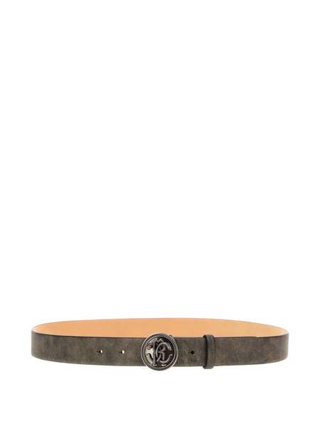  Roberto Cavalli Logo Circular-buckle Belt - Grey 
