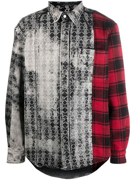  Roberto Cavalli Long-sleeved Patchwork Shirt - Grey 