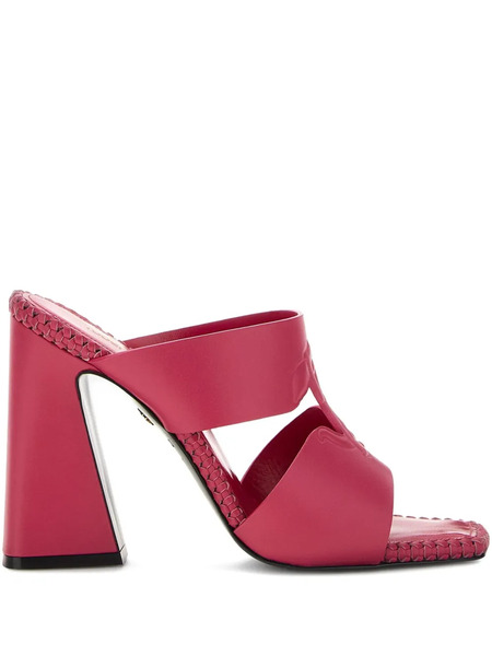  Roberto Cavalli Mirror Snake-embossed Mules - Pink 