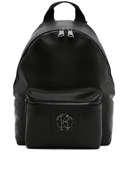  Roberto Cavalli Mirror Snake-plaque Leather Backpack - Black 