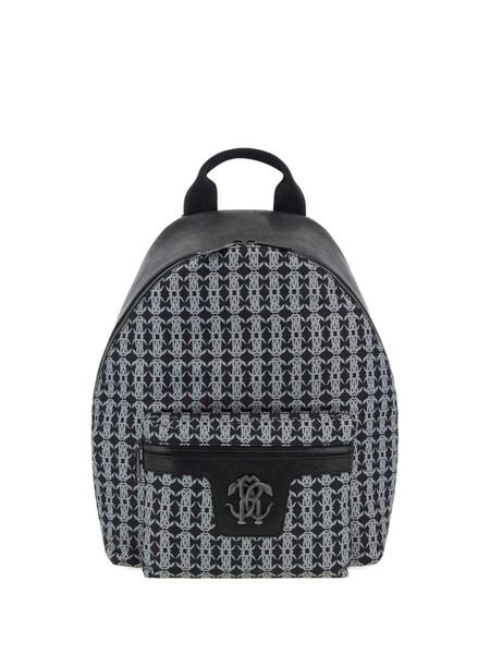  Roberto Cavalli Monogram Mirror Snake Backpack - Black 