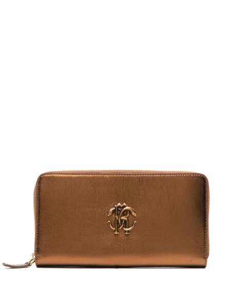  Roberto Cavalli Monogram-plaque Leather Wallet - Brown 
