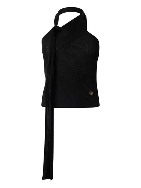  Roberto Cavalli Open-shoulder Knitted Top - Black 