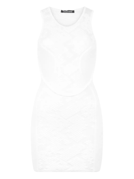  Roberto Cavalli Patterned-jacquard Mini Dress - White 