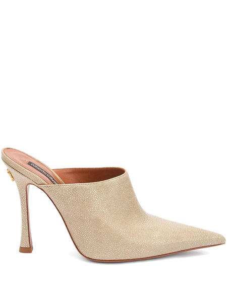  Roberto Cavalli Pebbled Pointed Mules - Neutrals 