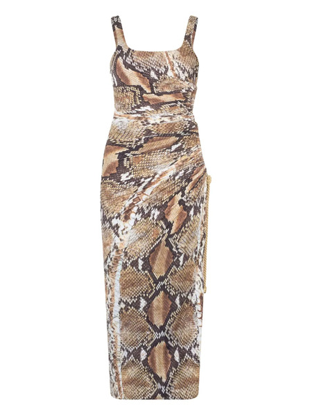  Roberto Cavalli Python-print Midi Dress - Brown 
