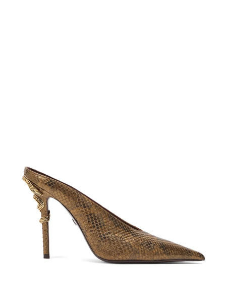  Roberto Cavalli Python Snake-motif Mules - Gold 
