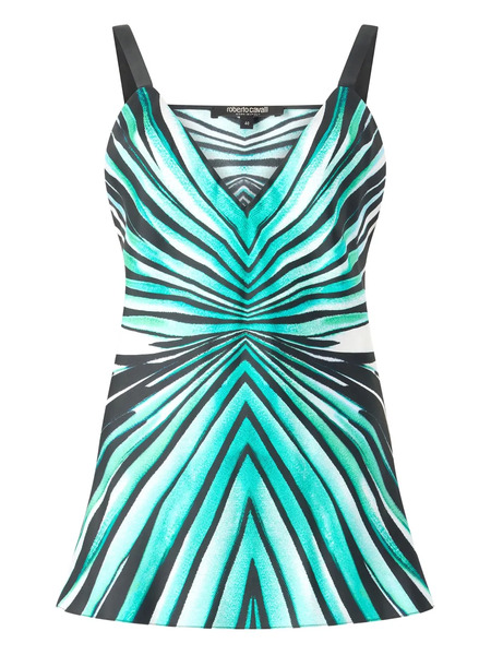  Roberto Cavalli Silk Printed Top - Blue 