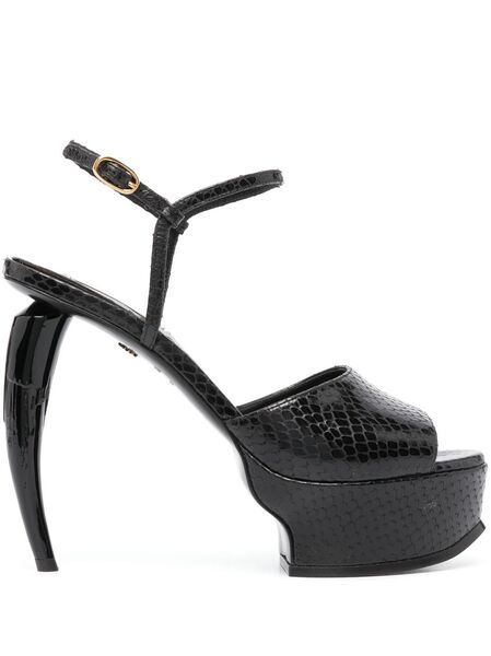  Roberto Cavalli Tiger Tooth Platform Sandals - Black 