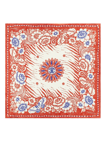  Roberto Cavalli Zebra-pattern Floral Scarf - Red 