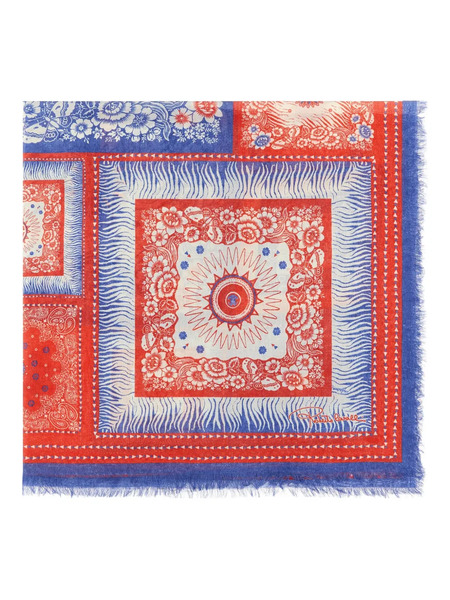  Roberto Cavalli Zebra-pattern Logo-detail Shawl - Blue 