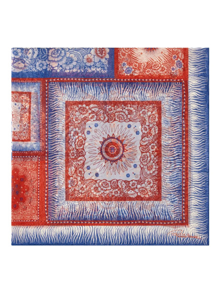 Roberto Cavalli Zebra-pattern Silk Scarf - Blue 