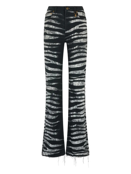  Roberto Cavalli Zebra-print Flared Jeans - Black 