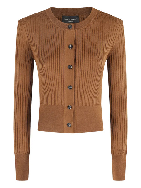  Roberto Collina Ribbed Button Cardigan - Brown 
