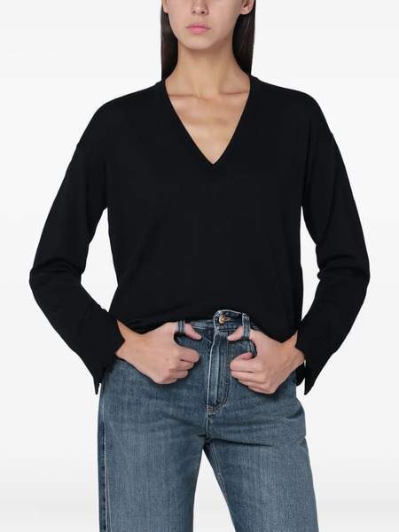  Roberto Collina V-neck Cuffed Pullover - Black 