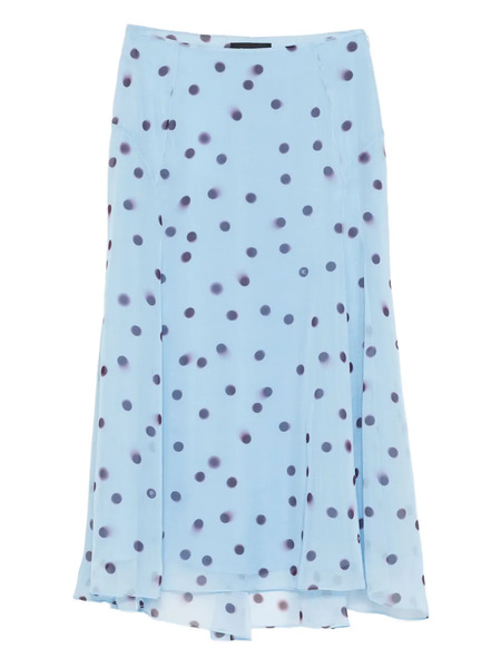  Rochas Polka-dot Silk Skirt - Blue 