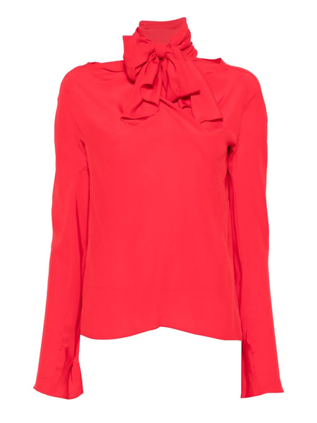  Rochas Pussy-bow Long-sleeve Blouse - Red 