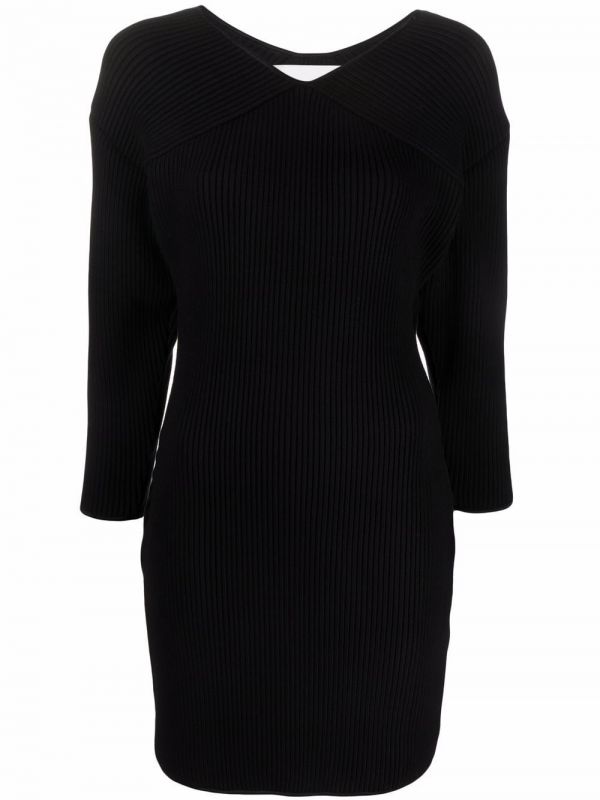  Rodebjer Ribbed-knit V-neck Dress - Black 