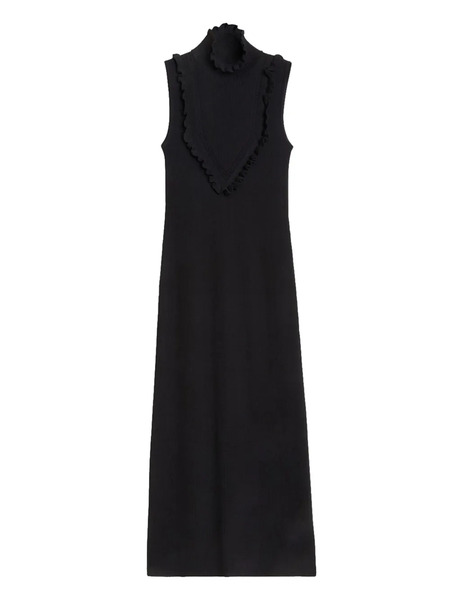 Rodebjer Ribbed Ruffle Maxi Dress - Black 