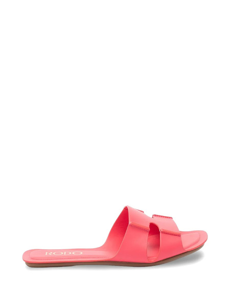  Rodo Cut-out Leather Flat Sandals - Pink 