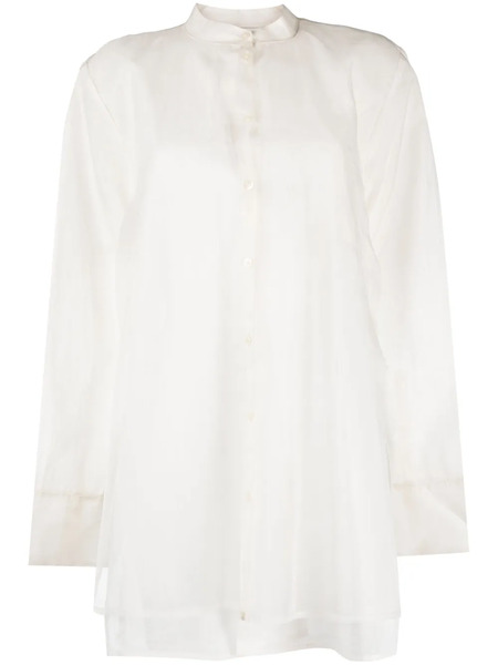  Róhe Button-up Band-collar Blouse - Neutrals 