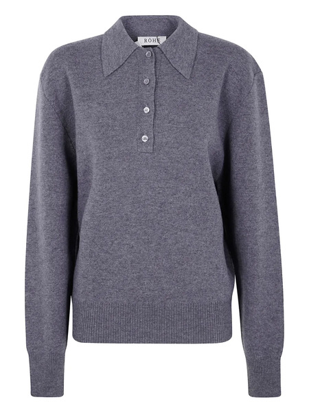  Róhe Compact Polo Sweater - Grey 
