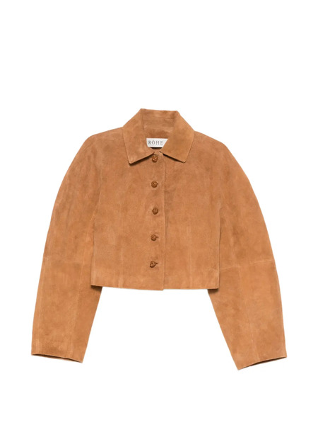  Róhe Cropped Suede Jacket - Brown 