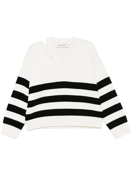  Róhe Deconstructed V-neck Sweater - White 