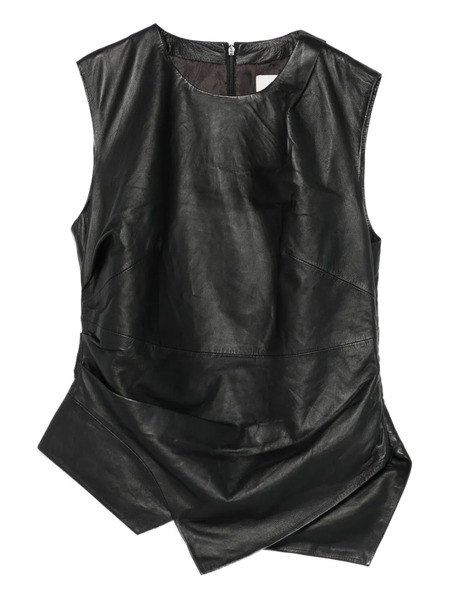  Róhe Draped Leather Top - Black 
