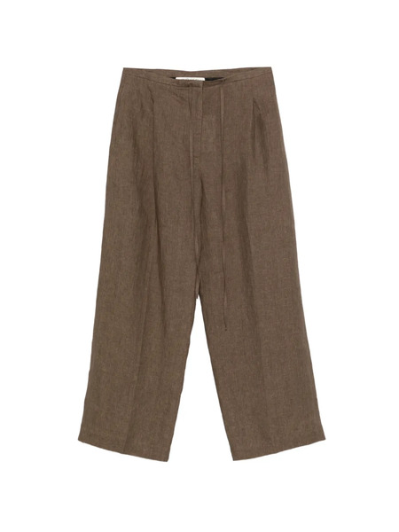  Róhe Drawstring Pleat Trousers - Brown 
