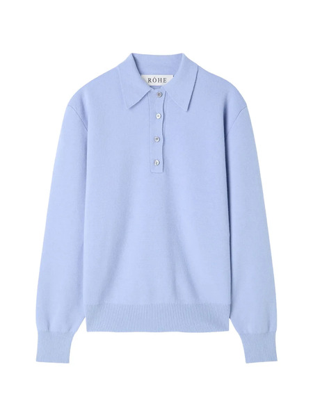  Róhe Polo-collar Knitted Sweater - Blue 
