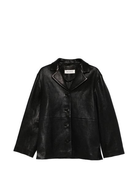  Róhe Single-breasted Grained-leather Jacket - Black 
