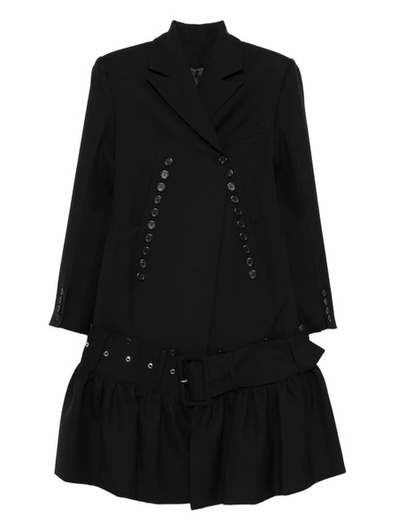  Rokh Button-detailed Ruffled Coat - Black 
