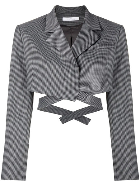  Rokh Cropped Wraparound Blazer - Grey 