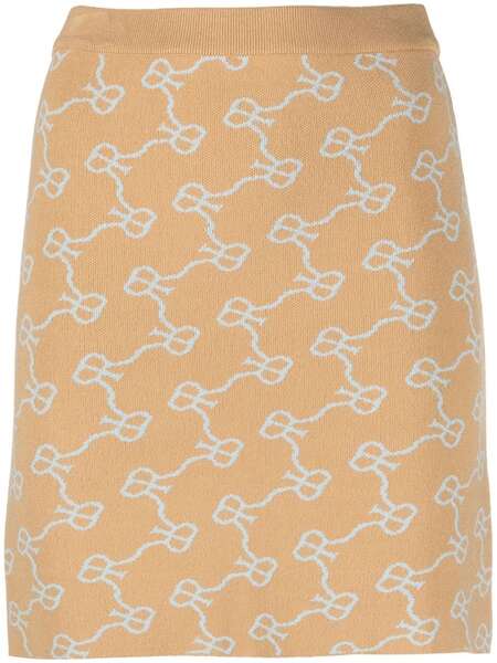  Rokh Monogram Pattern Knitted Skirt - Neutrals 