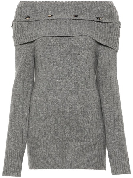  Rokh Multi-button Off-shoulder Top - Grey 