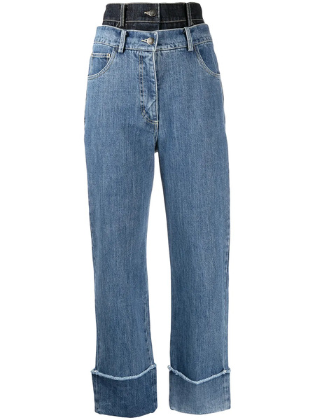  Rokh Washed Double-layer Jeans - Blue 